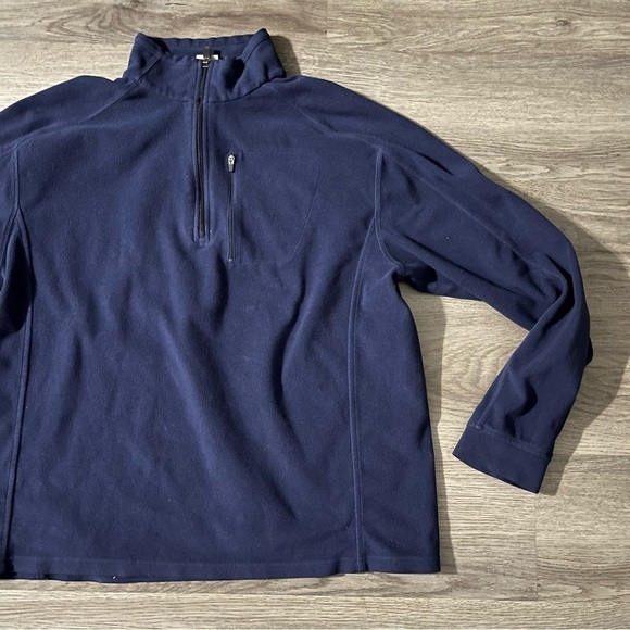 L.L. Bean Mens Navy Blue 1/4 Zip Fleece Pullover Sweatshirt Size Large - Picture 3 of 7